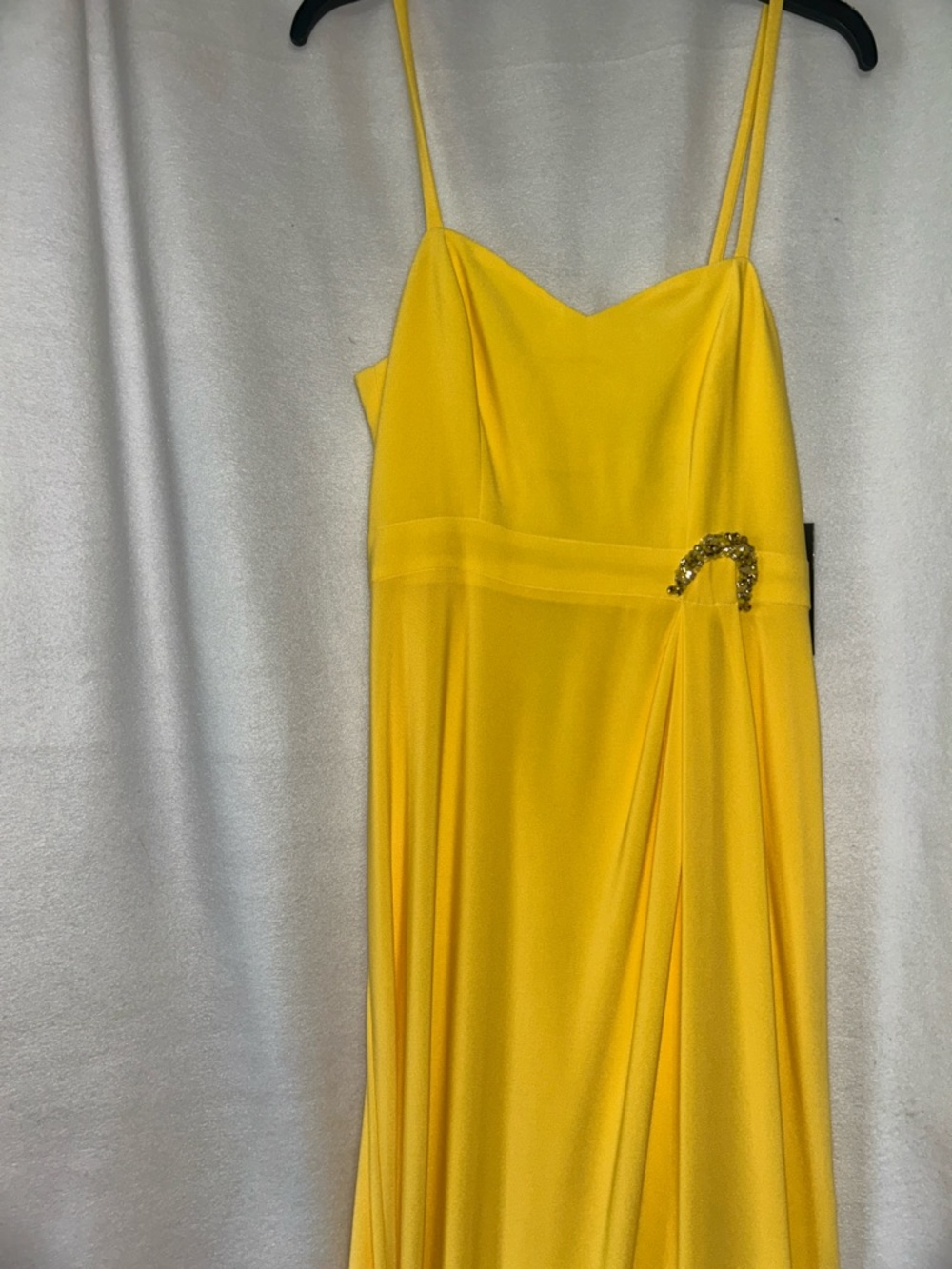 Yellow Spaghetti-Strap Evening Dress